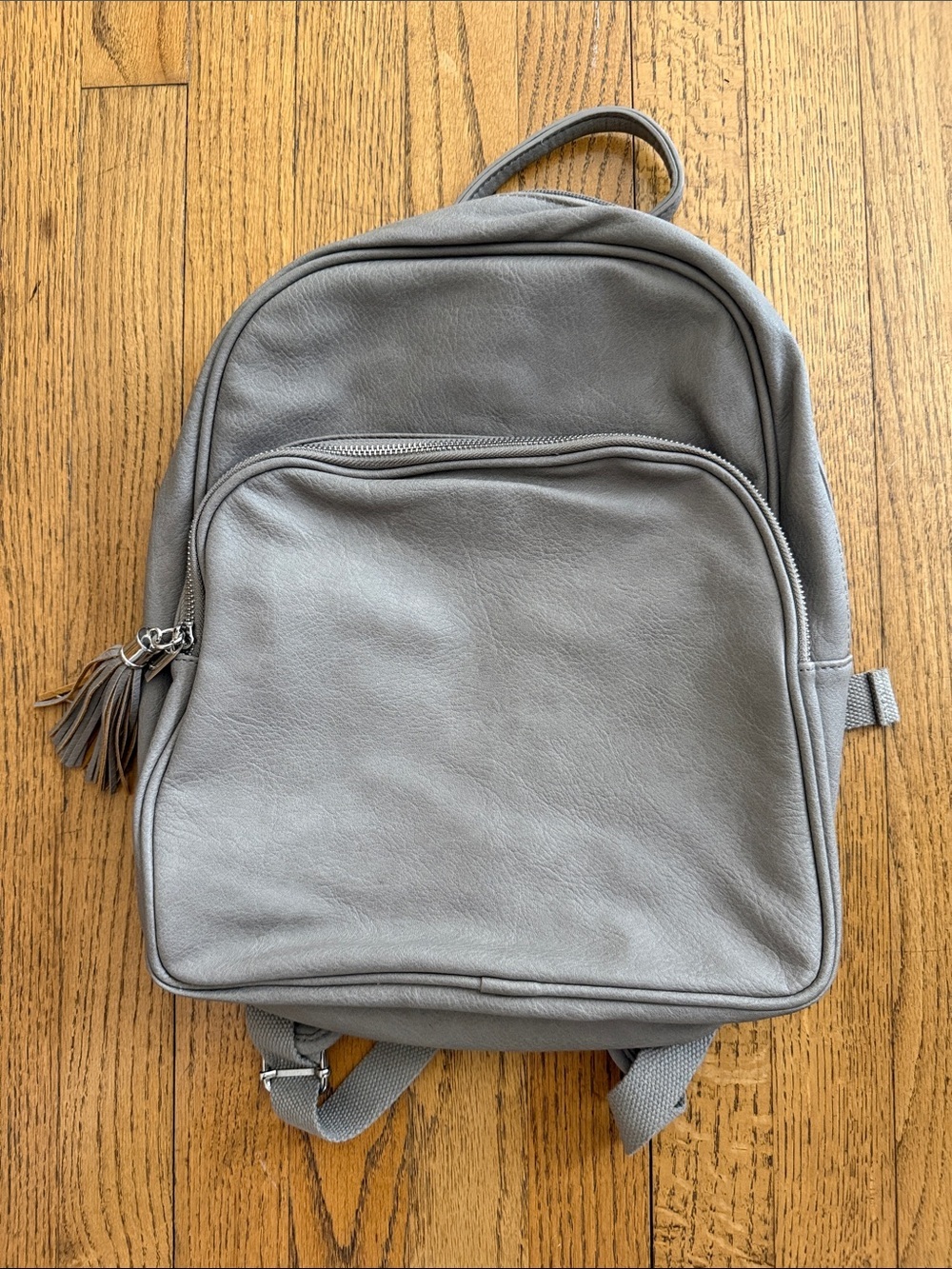Mossimo Gray Faux Leather Backpack with Tassel Front Pocket